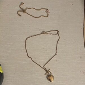 Jewelry lot chocker locket necklace and adjustable flower bracelet